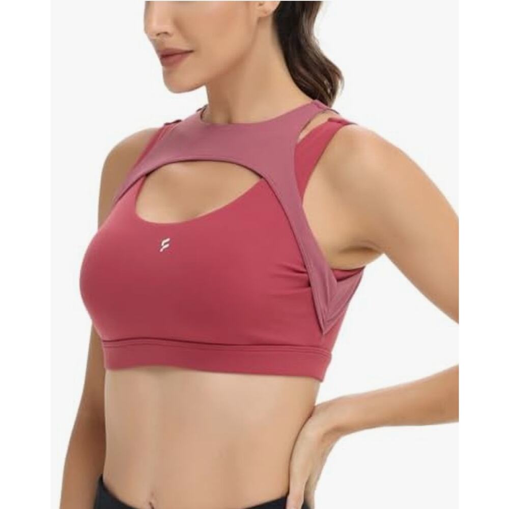 FAXAZE Sports Bra for Women,Double Racerback Size Mโ (6)